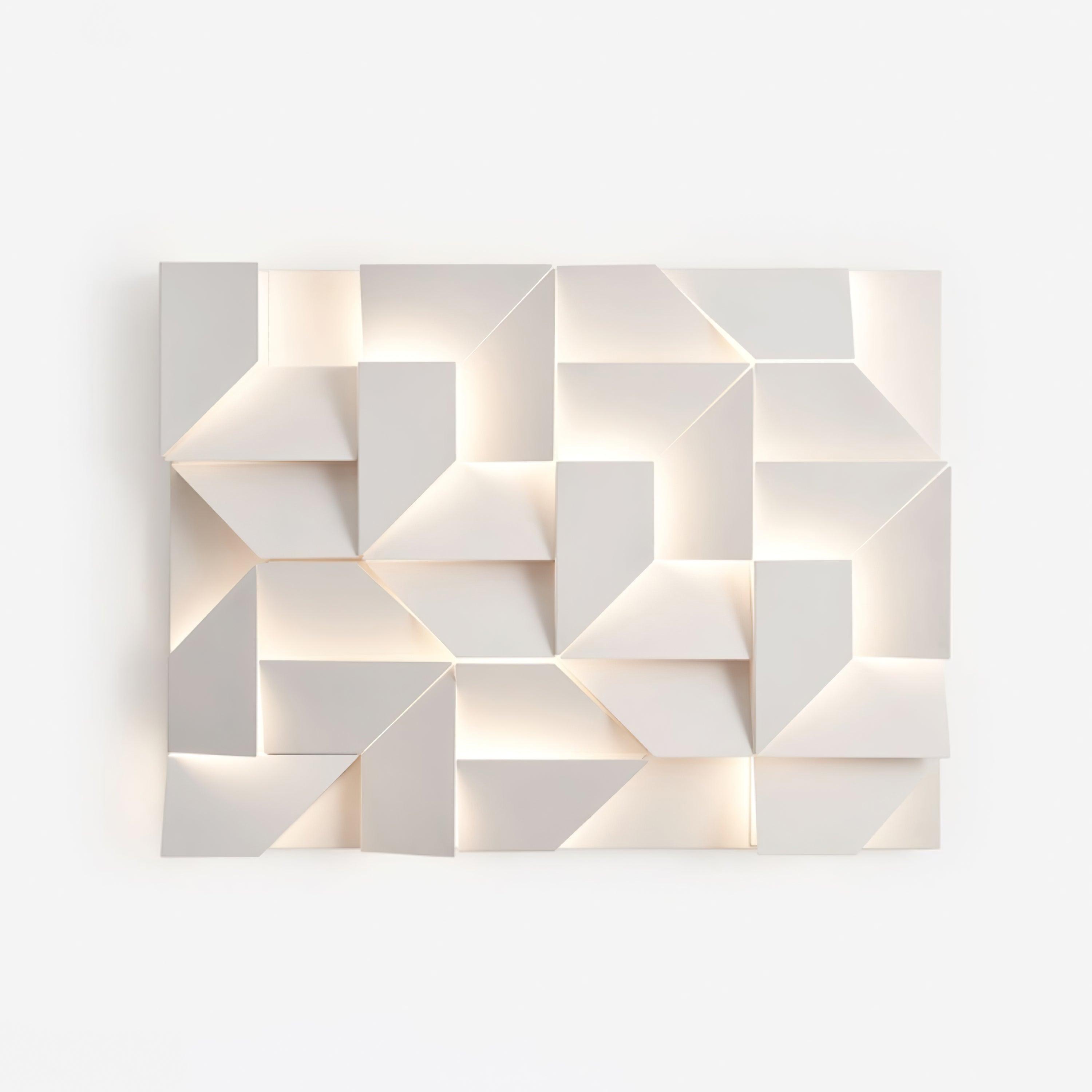 Wall Lamp 3D Geometric Panels Layered Light Art Remote Dimming Modern