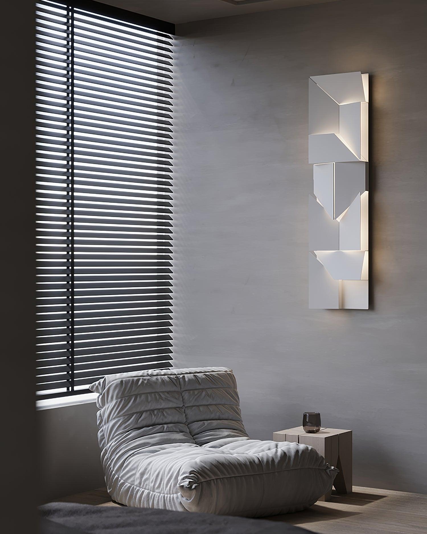Wall Lamp 3D Geometric Panels Layered Light Art Remote Dimming Modern