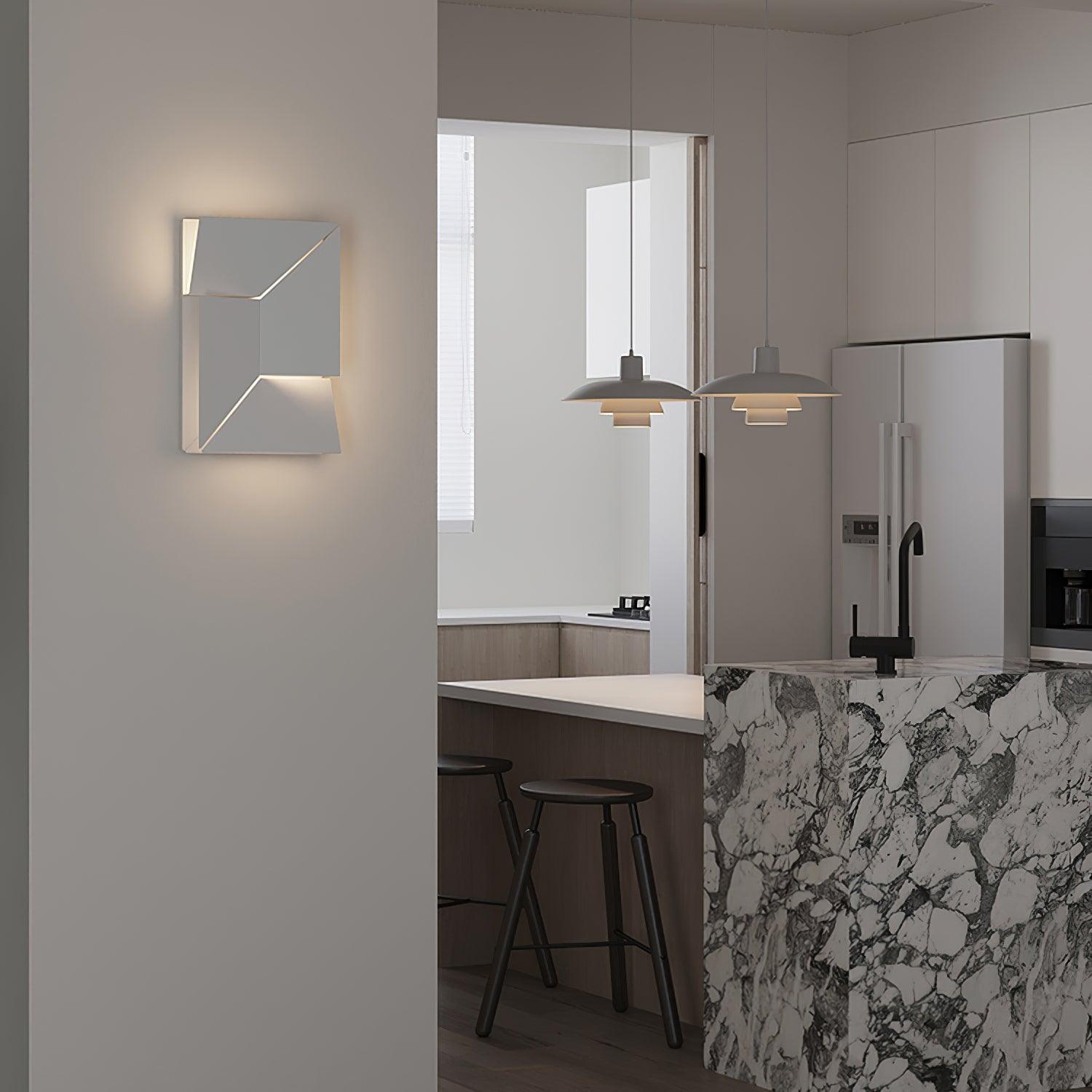 Wall Lamp 3D Geometric Panels Layered Light Art Remote Dimming Modern