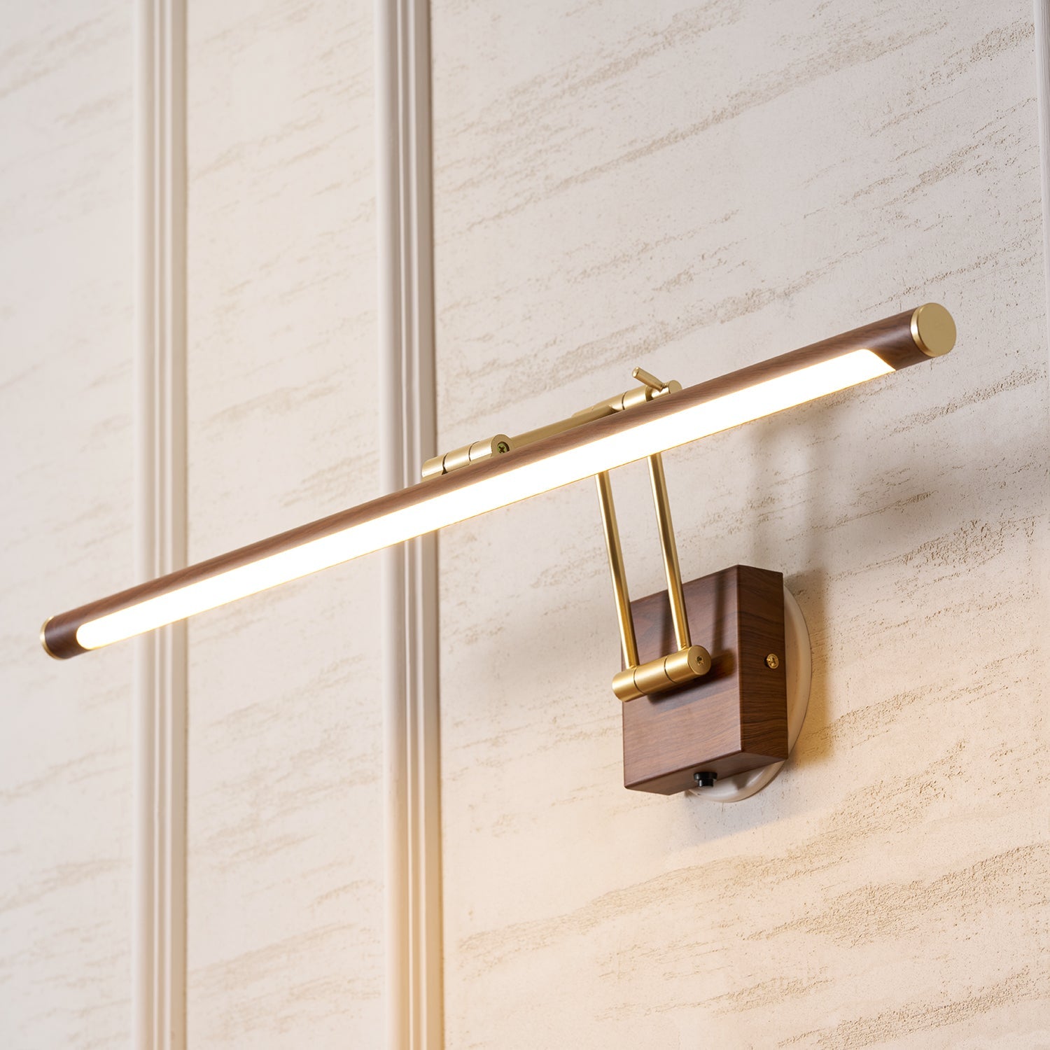 Walnut Color Linear Adjustable Wall Light-Neutral Decor