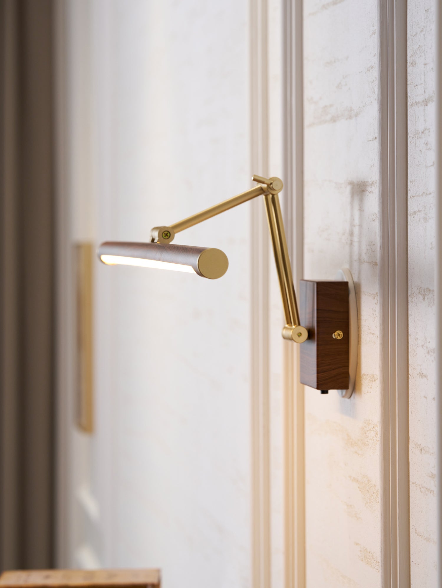 Walnut Color Linear Adjustable Wall Light-Neutral Decor