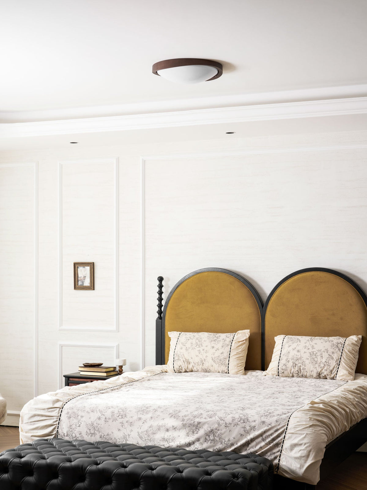 Walnut Curved Edge Ceiling Light-Neutral Decor