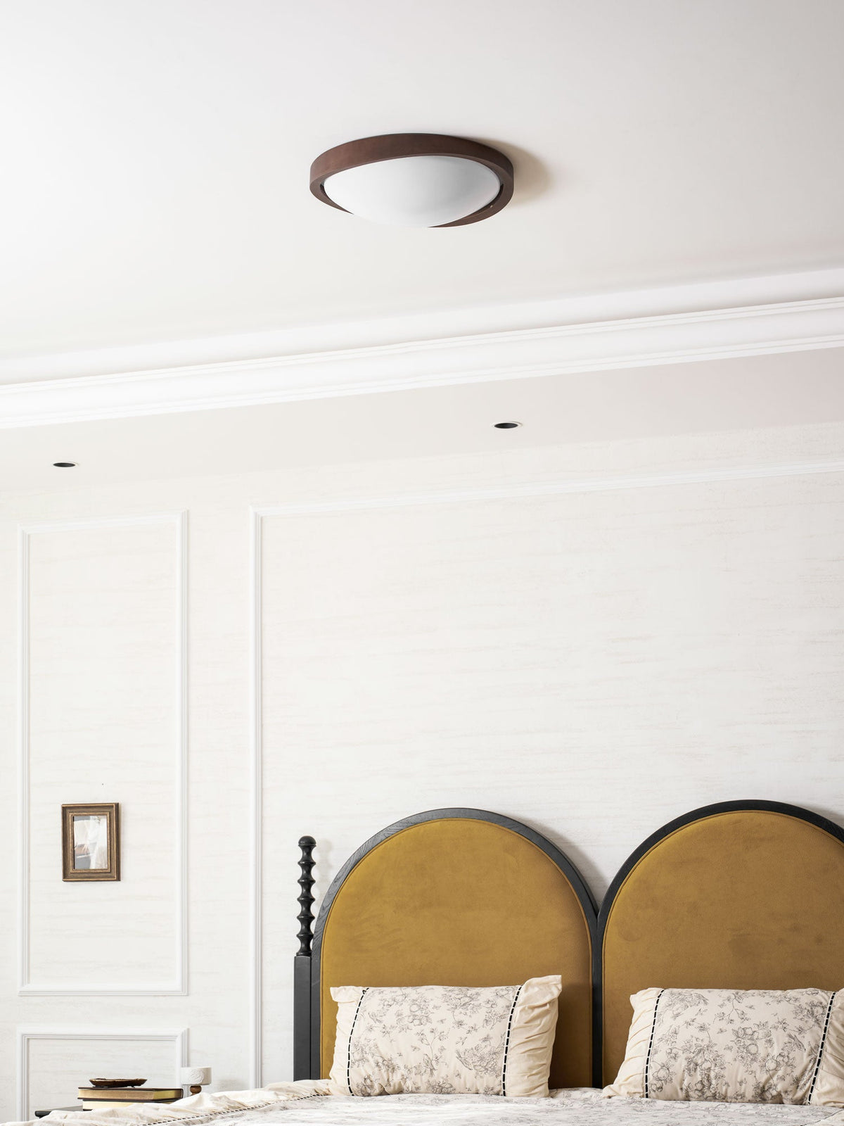 Walnut Curved Edge Ceiling Light-Neutral Decor