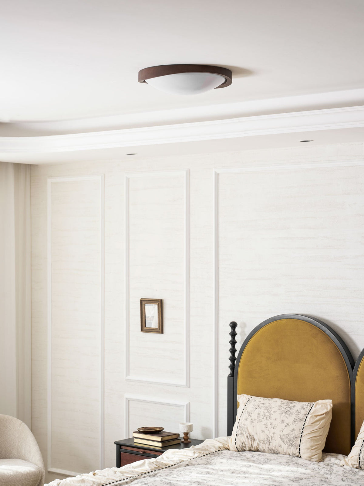 Walnut Curved Edge Ceiling Light-Neutral Decor