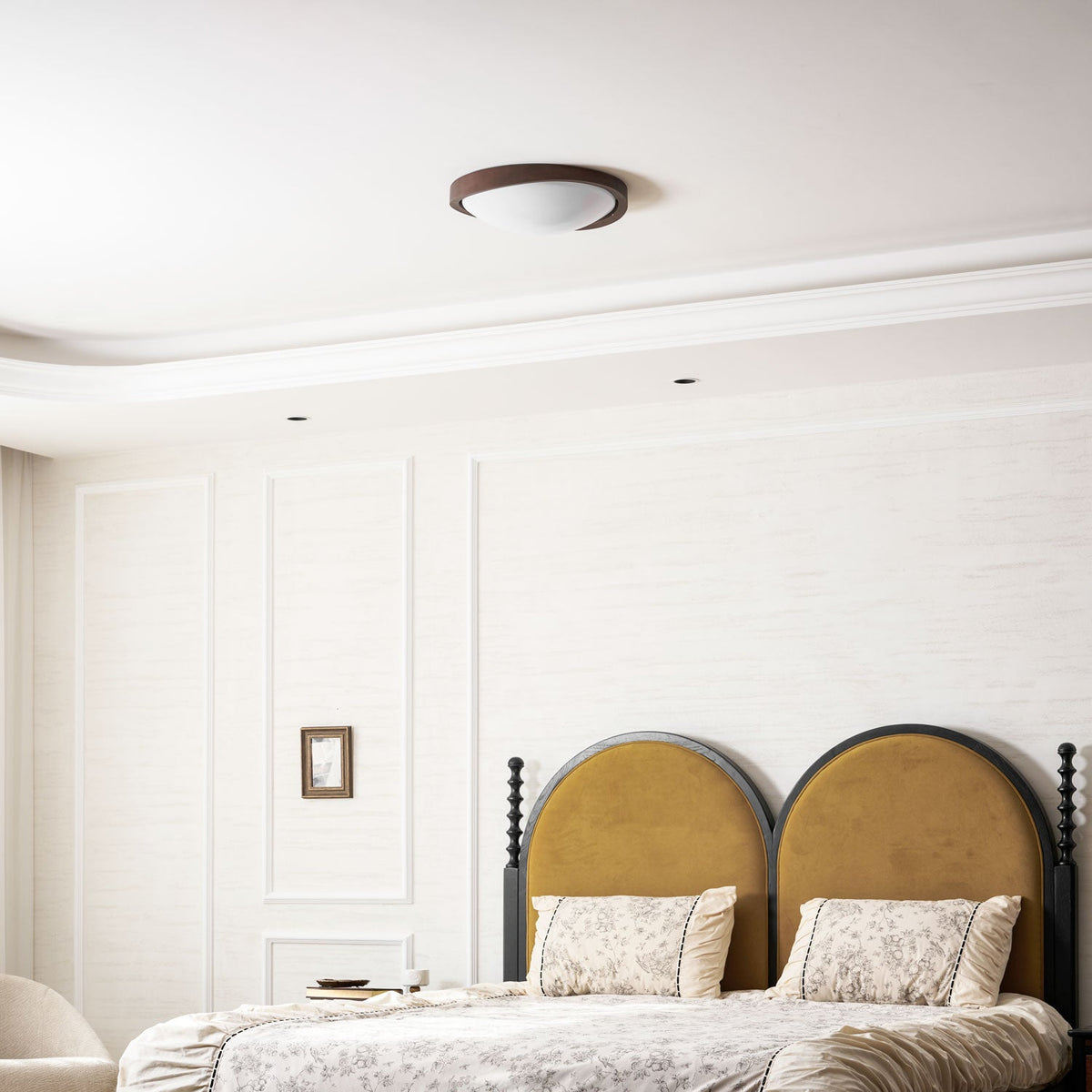Walnut Curved Edge Ceiling Light-Neutral Decor