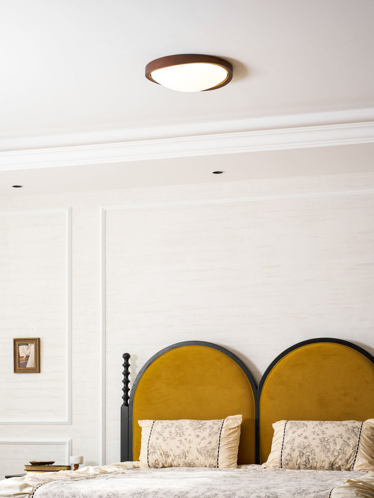 Walnut Curved Edge Ceiling Light-Neutral Decor