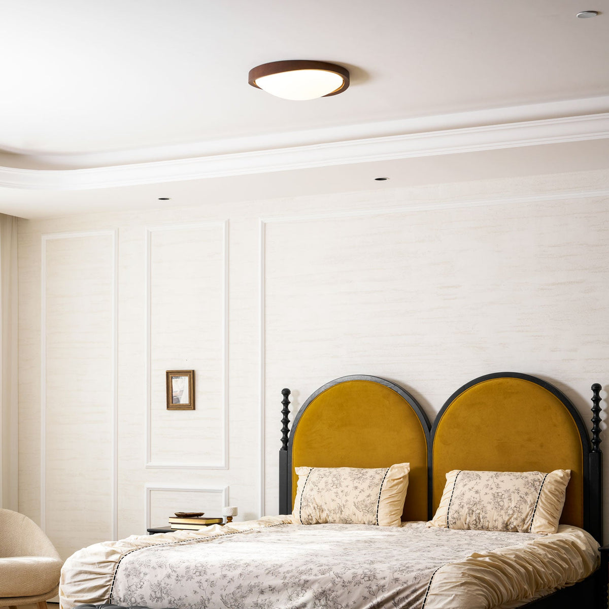 Walnut Curved Edge Ceiling Light-Neutral Decor