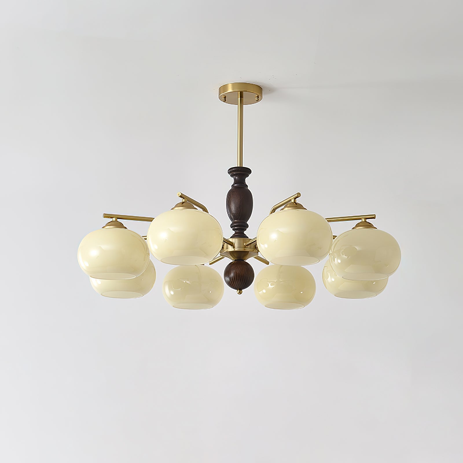 Aurora Chandelier Walnut Beige Orb-Neutral Decor