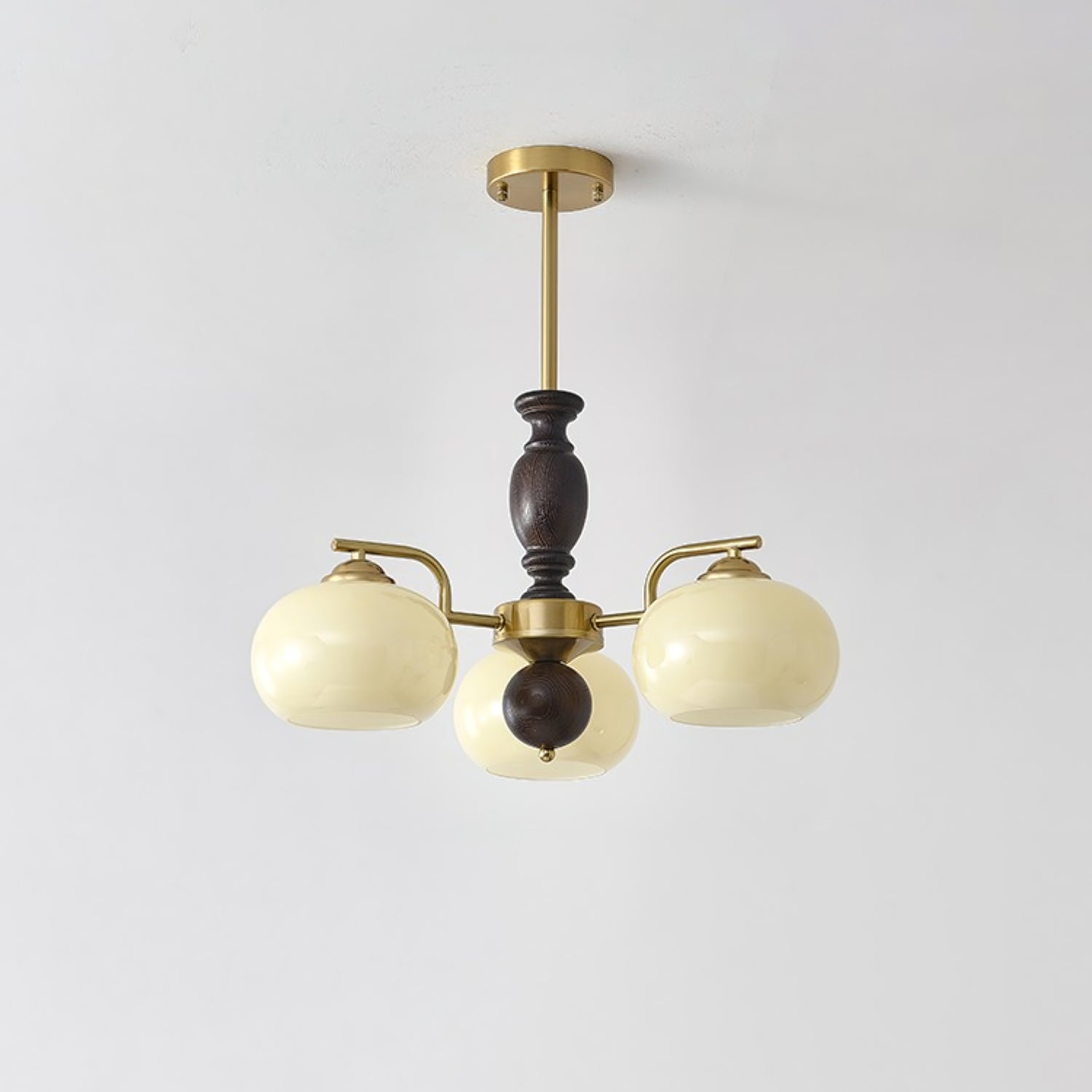 Aurora Chandelier Walnut Beige Orb-Neutral Decor