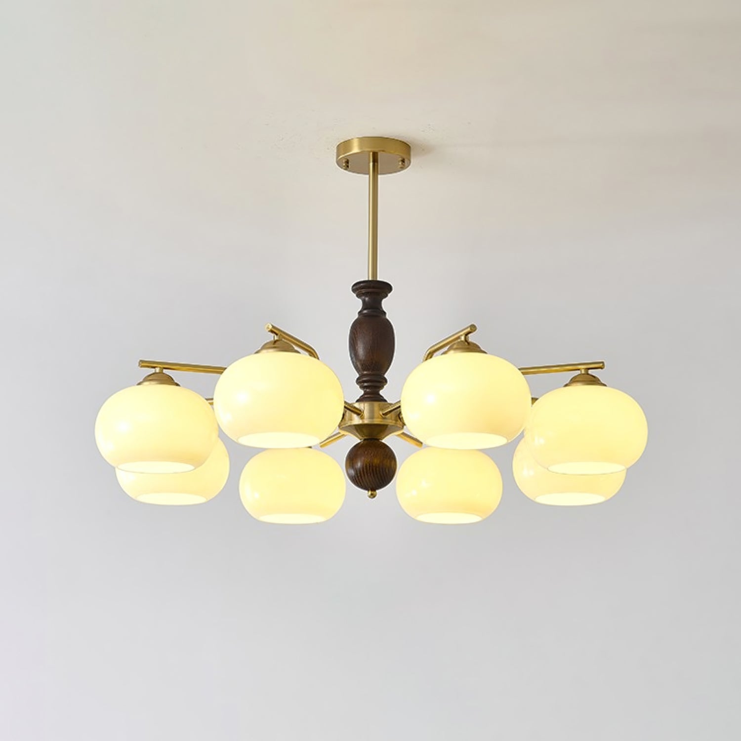 Aurora Chandelier Walnut Beige Orb-Neutral Decor