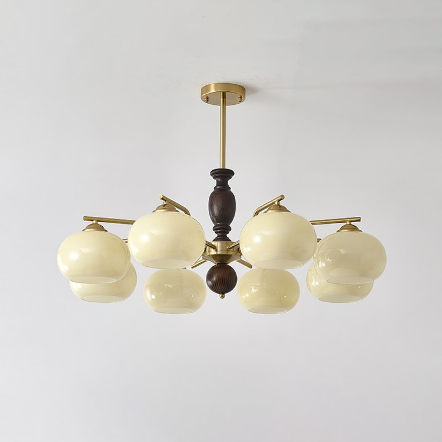 Aurora Chandelier Walnut Beige Orb-Neutral Decor