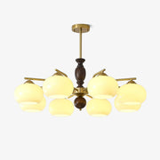 Aurora Chandelier Walnut Beige Orb-Neutral Decor