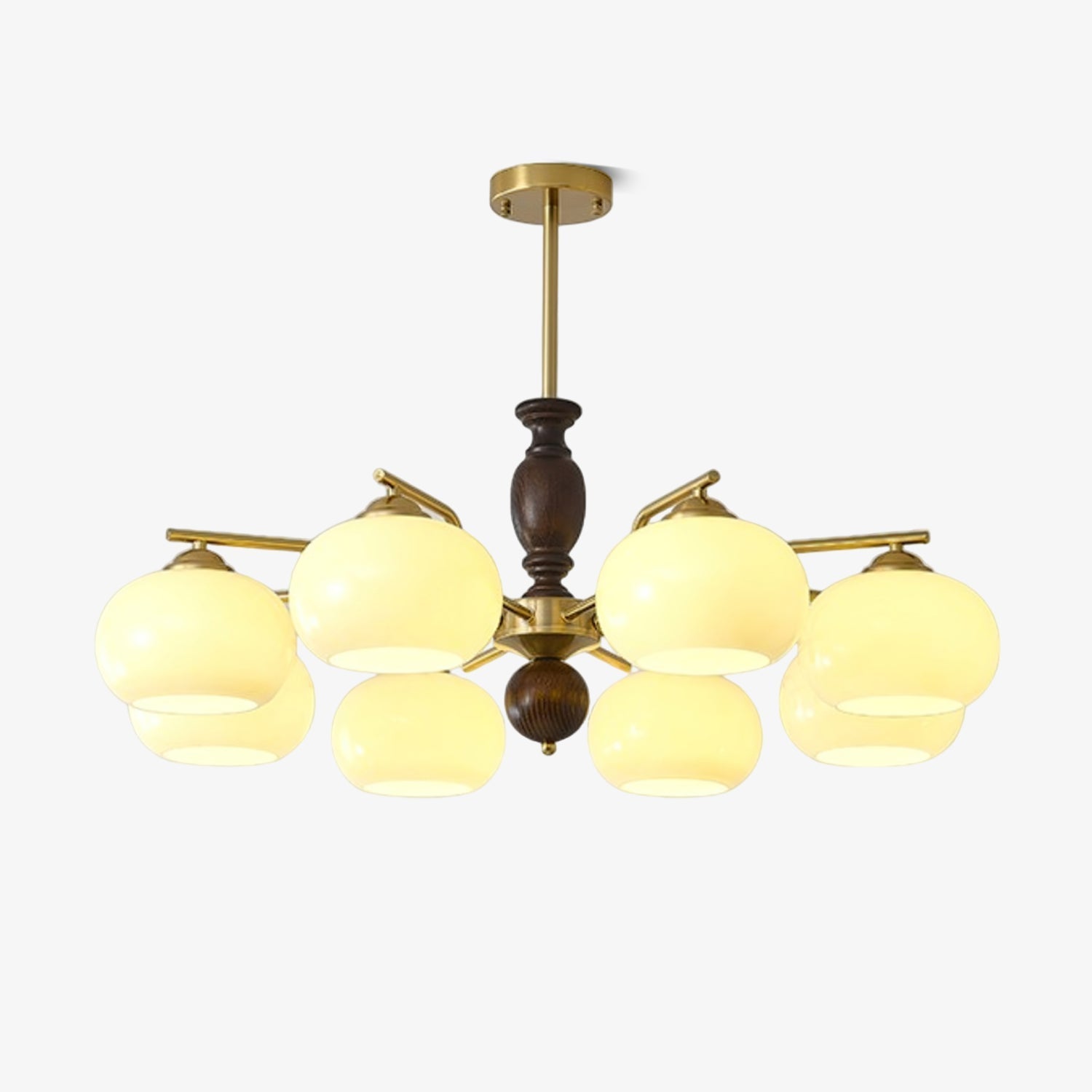 Aurora Chandelier Walnut Beige Orb-Neutral Decor