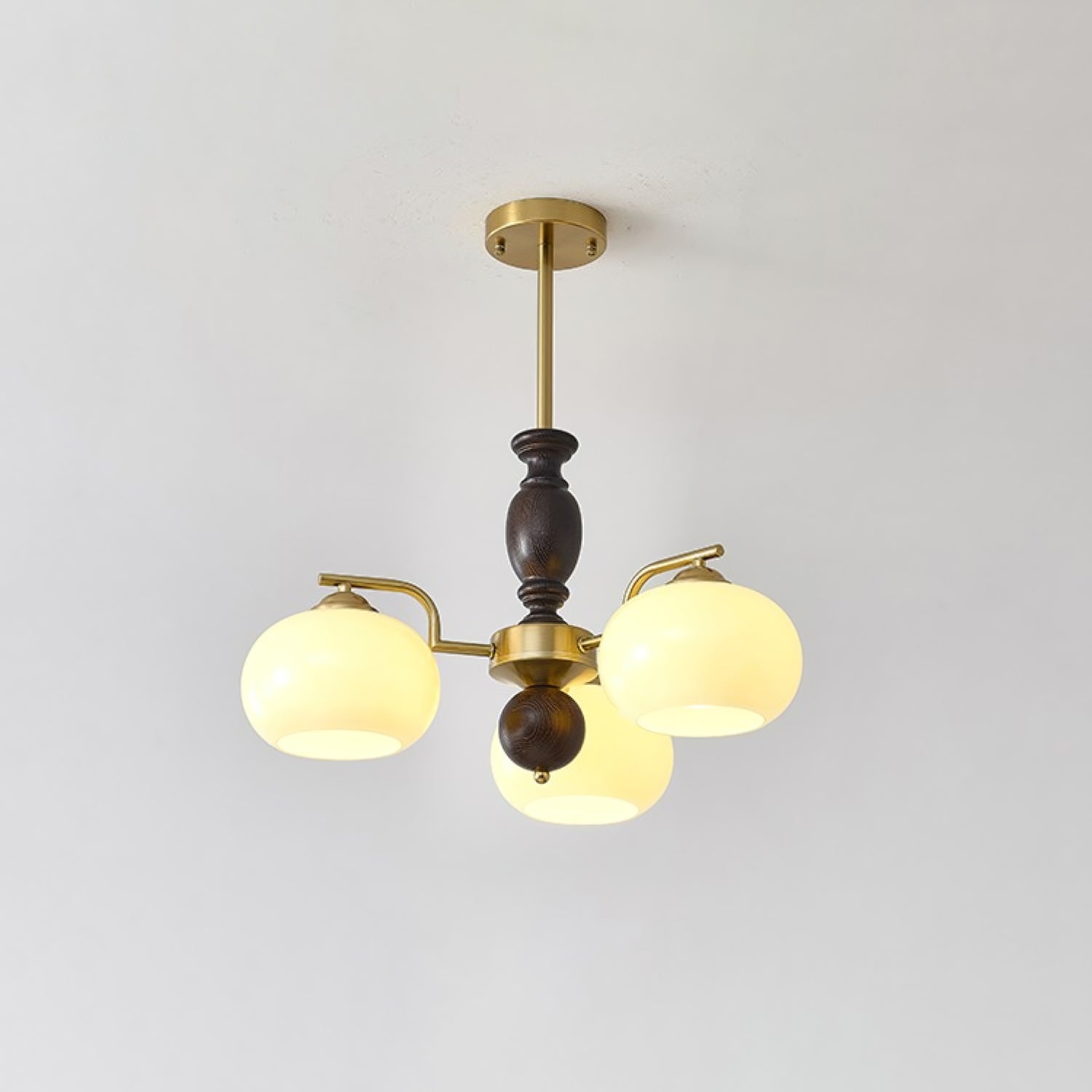Aurora Chandelier Walnut Beige Orb-Neutral Decor
