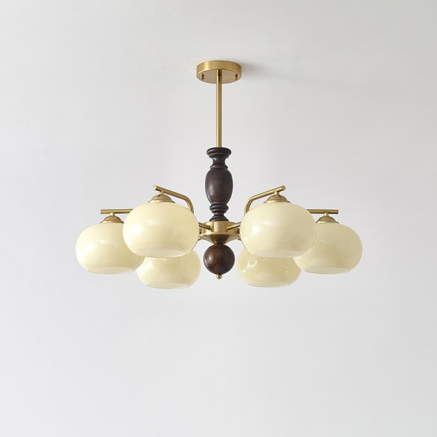 Aurora Chandelier Walnut Beige Orb-Neutral Decor