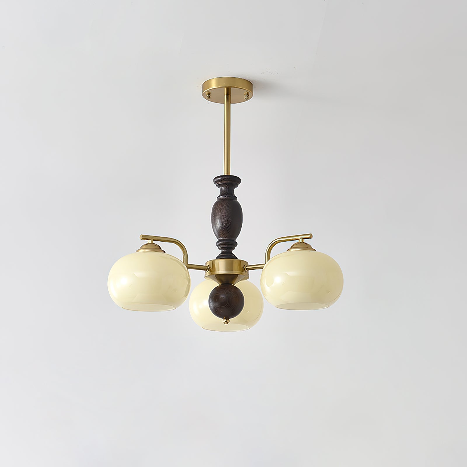 Aurora Chandelier Walnut Beige Orb-Neutral Decor