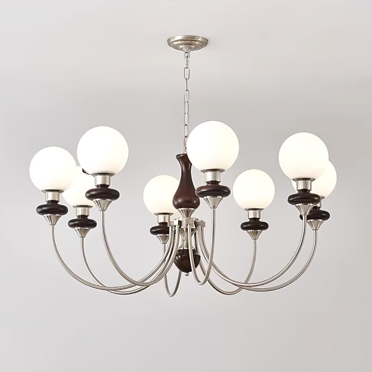 Lustra Chandelier Retro Brass Walnut Glass-Neutral Decor