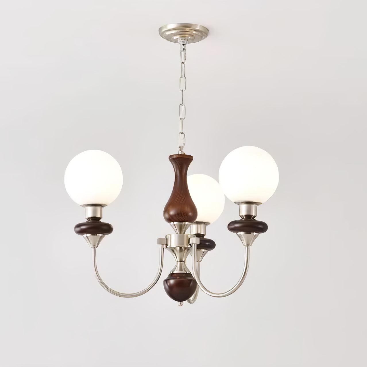 Lustra Chandelier Retro Brass Walnut Glass-Neutral Decor