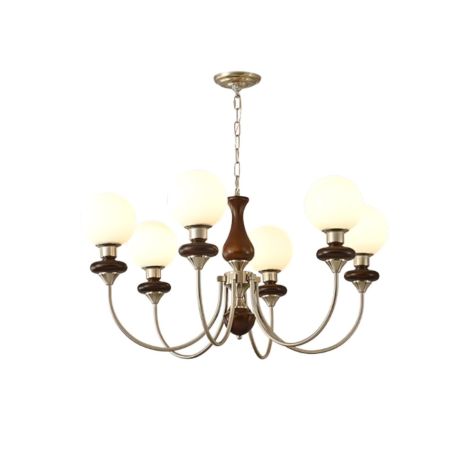 Lustra Chandelier Retro Brass Walnut Glass-Neutral Decor
