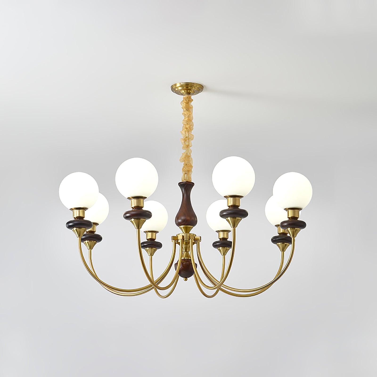 Lustra Chandelier Retro Brass Walnut Glass-Neutral Decor