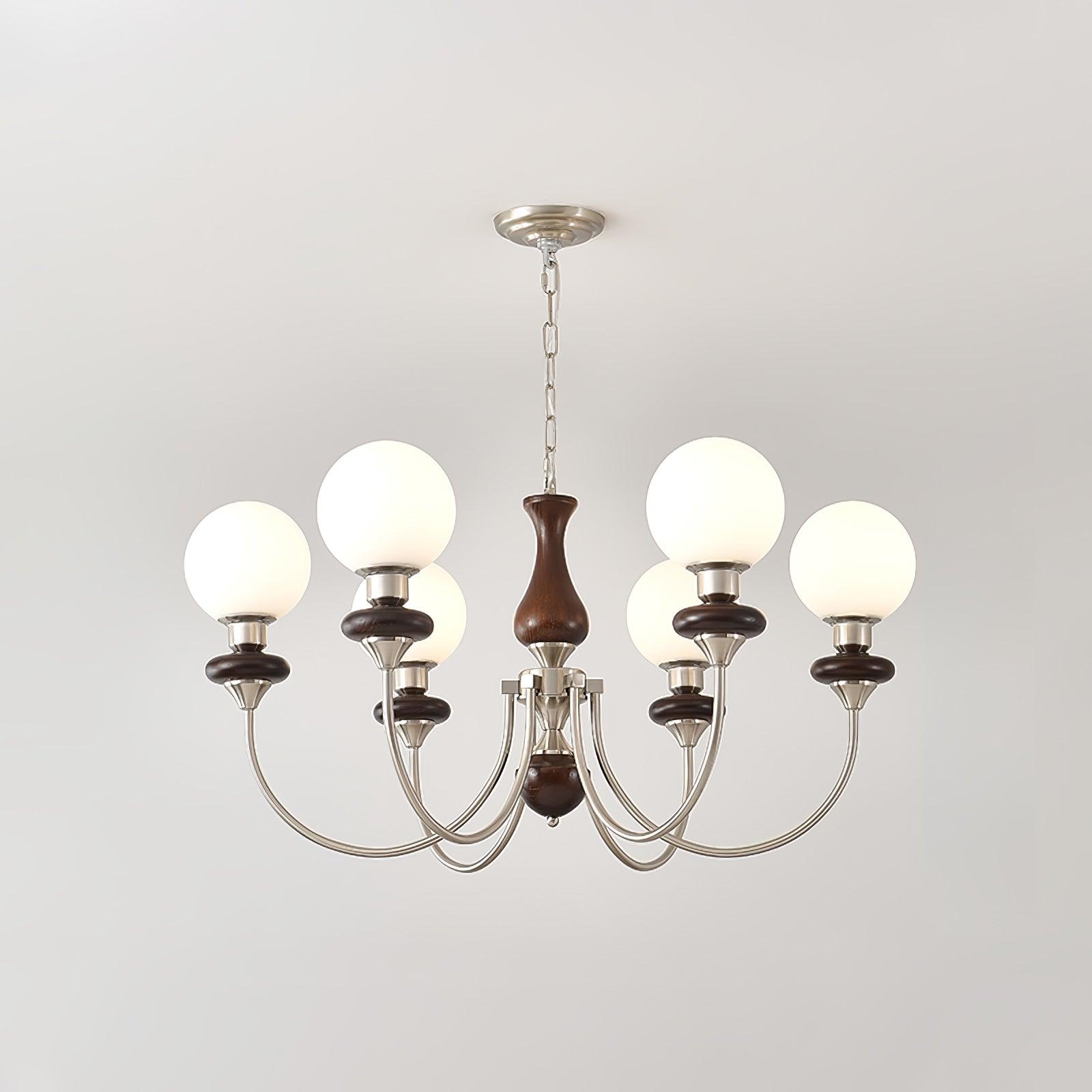 Lustra Chandelier Retro Brass Walnut Glass-Neutral Decor