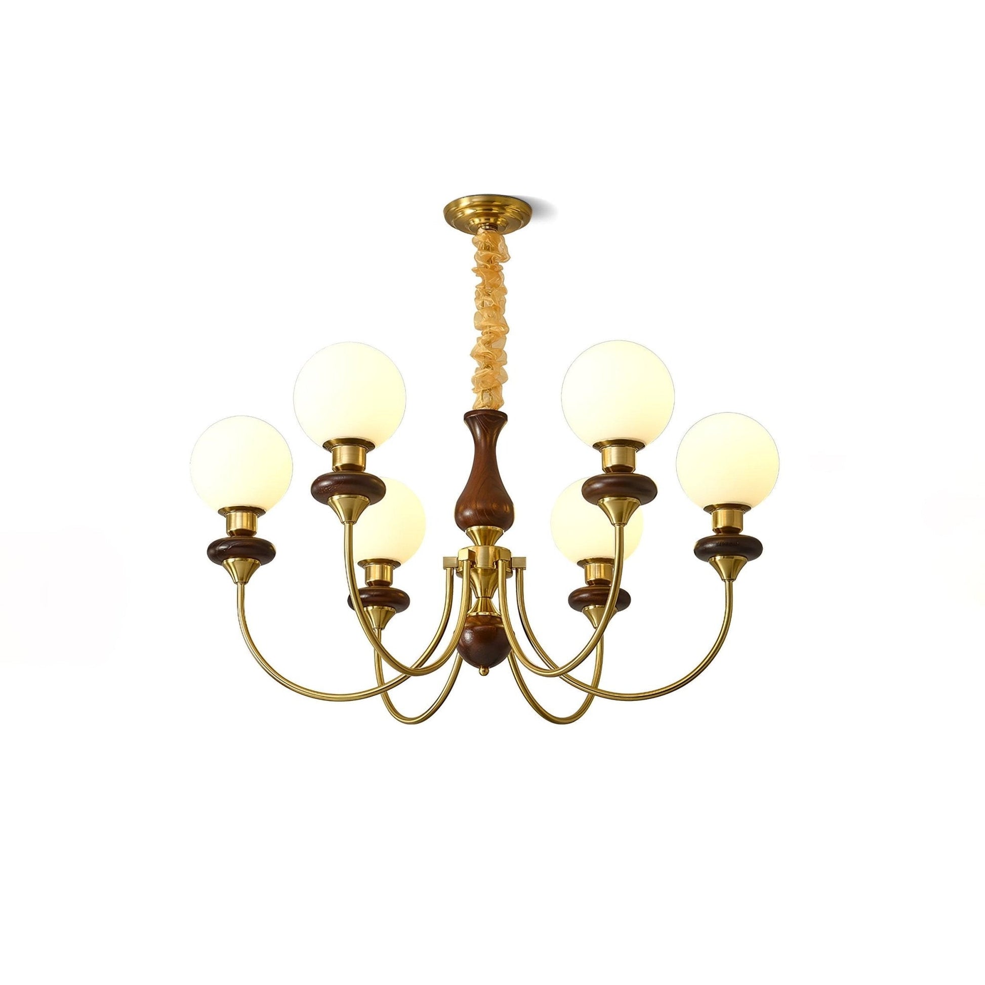 Lustra Chandelier Retro Brass Walnut Glass-Neutral Decor
