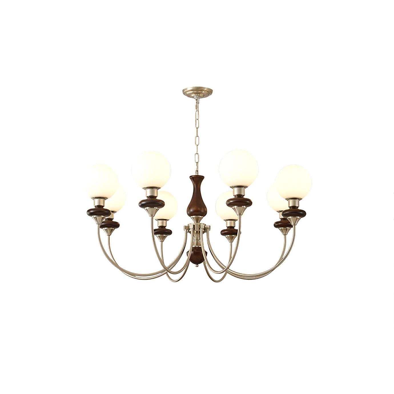 Lustra Chandelier Retro Brass Walnut Glass-Neutral Decor