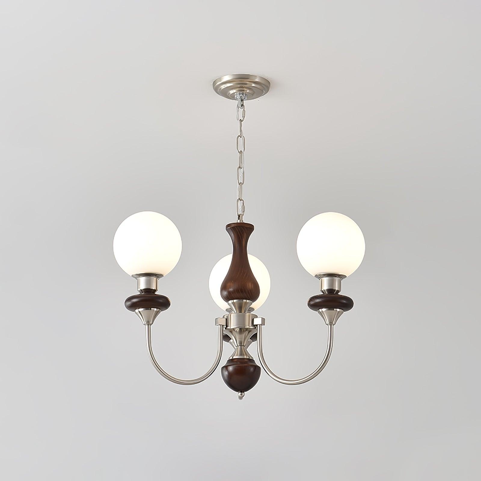 Lustra Chandelier Retro Brass Walnut Glass-Neutral Decor