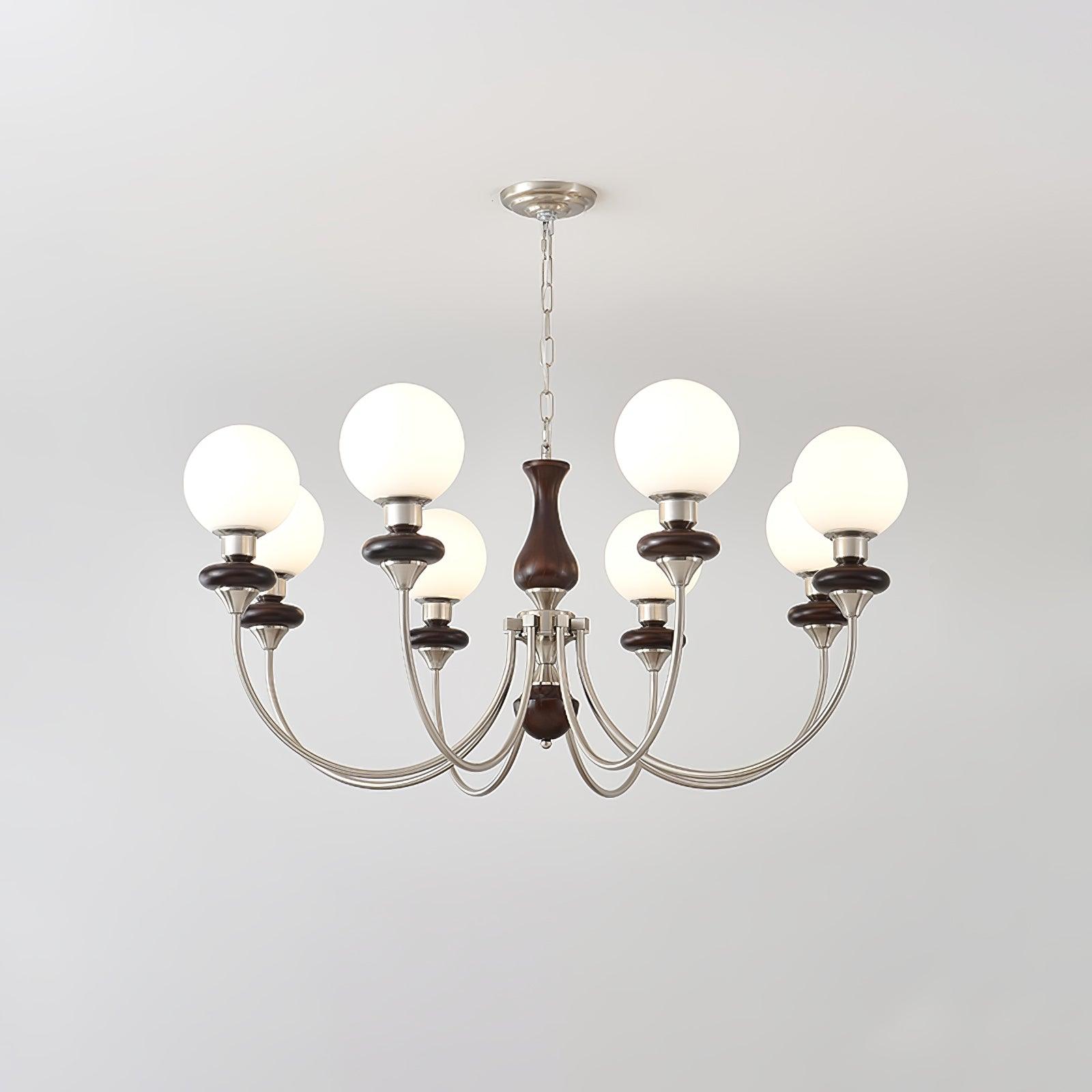 Lustra Chandelier Retro Brass Walnut Glass-Neutral Decor