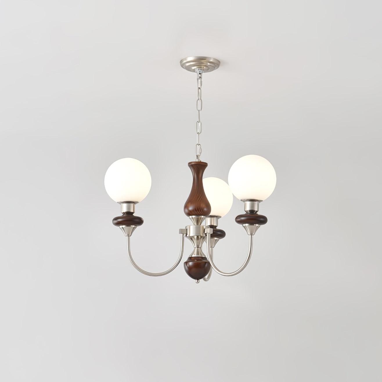 Lustra Chandelier Retro Brass Walnut Glass-Neutral Decor