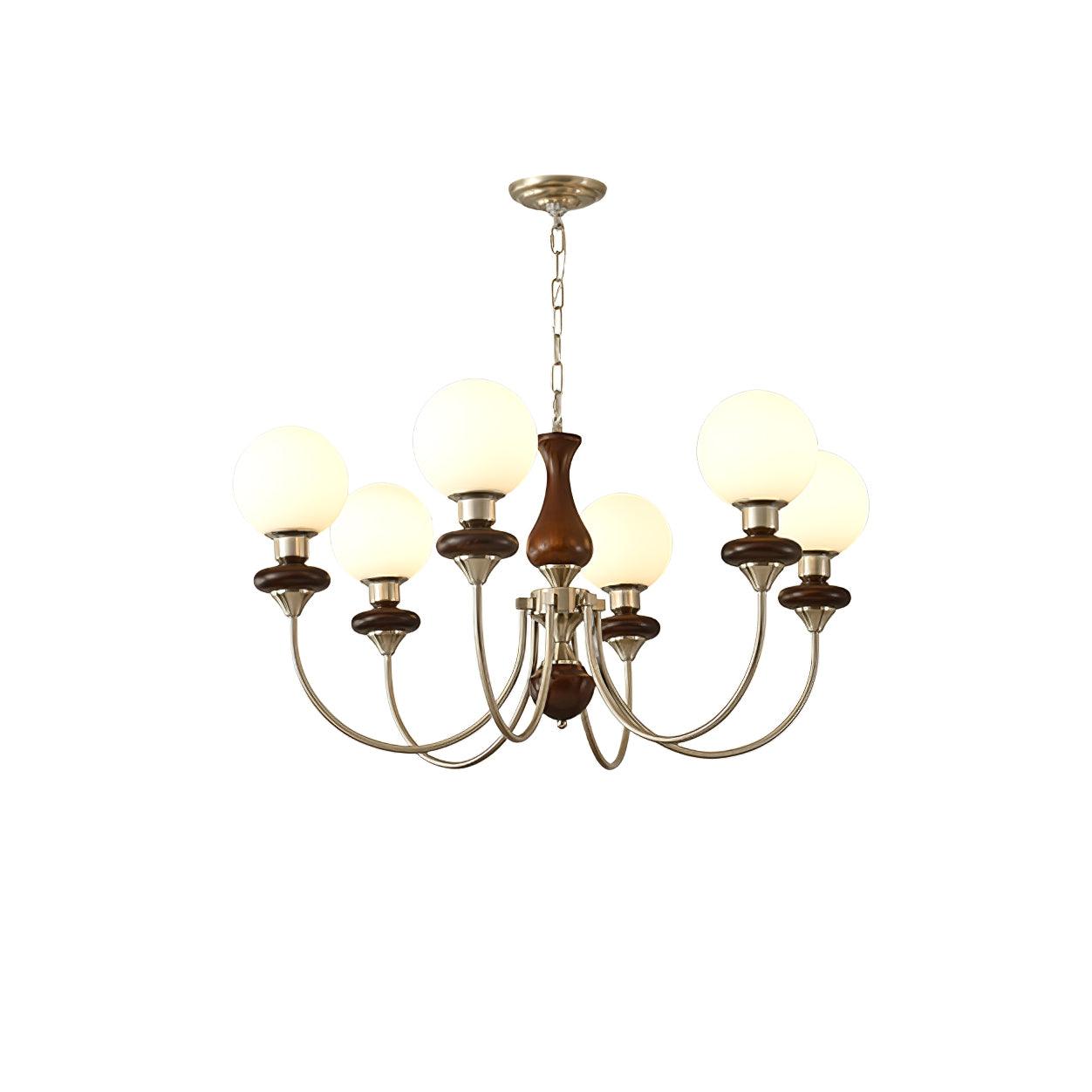 Lustra Chandelier Retro Brass Walnut Glass-Neutral Decor
