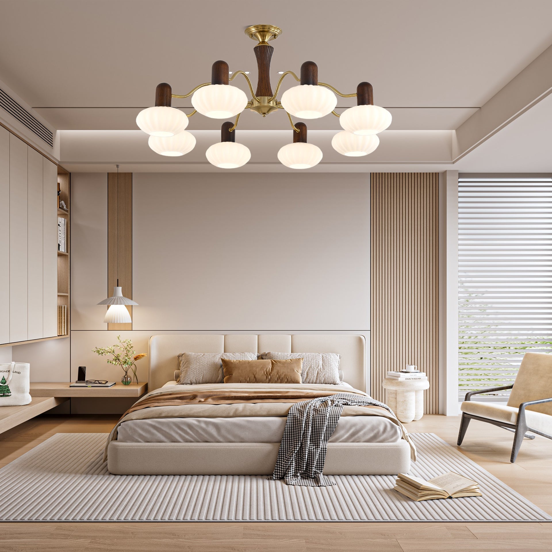 Aurora Chandelier Walnut Embrace White Finish-Neutral Decor