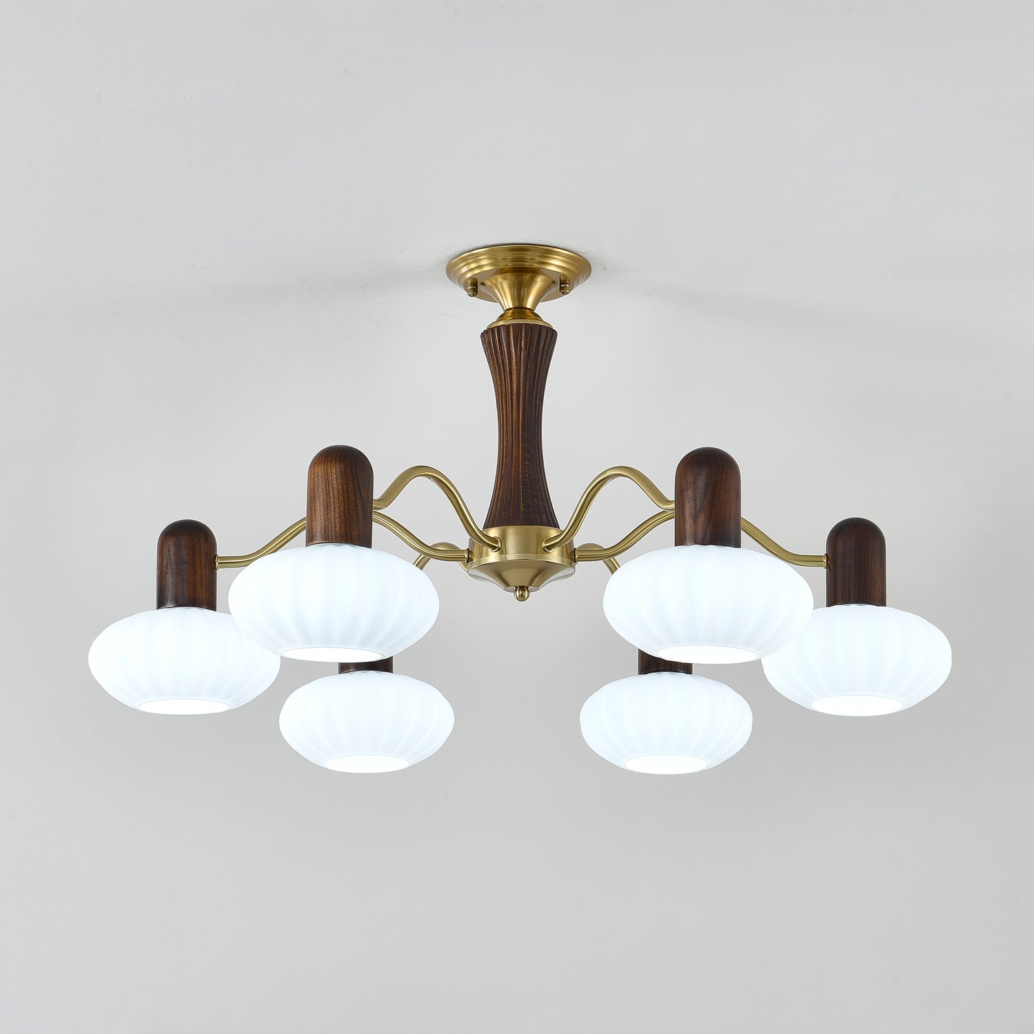 Aurora Chandelier Walnut Embrace White Finish-Neutral Decor