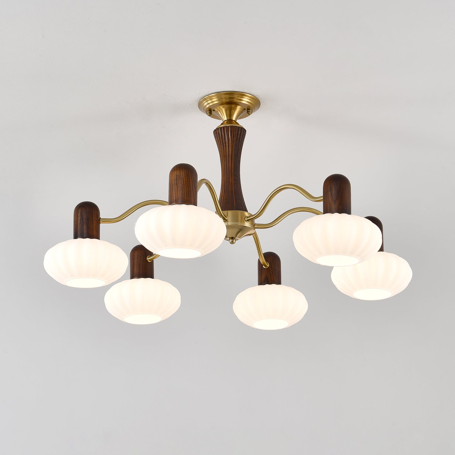 Aurora Chandelier Walnut Embrace White Finish-Neutral Decor