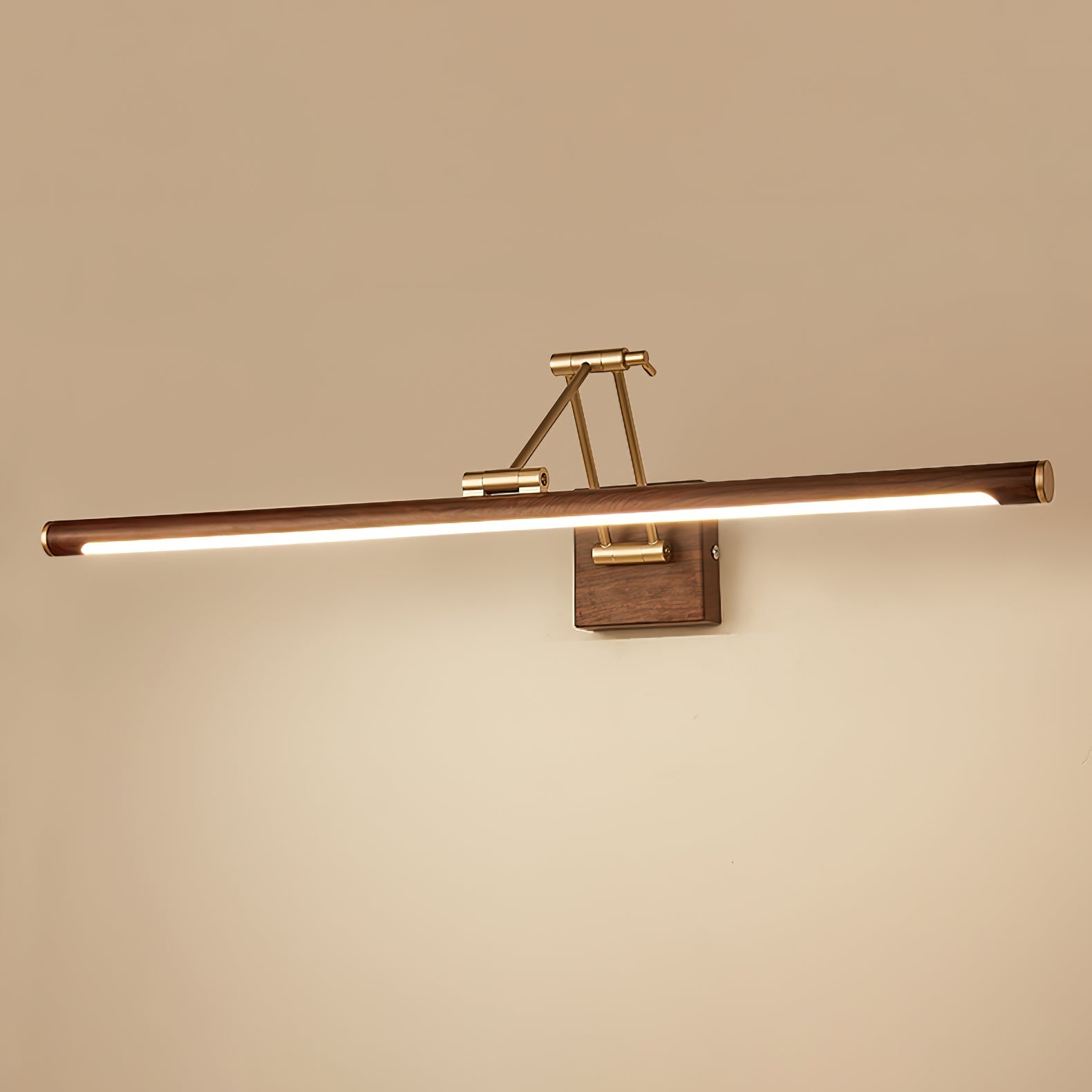 Elvoro Wall Light Walnut Color Linear Adjustable-Neutral Decor