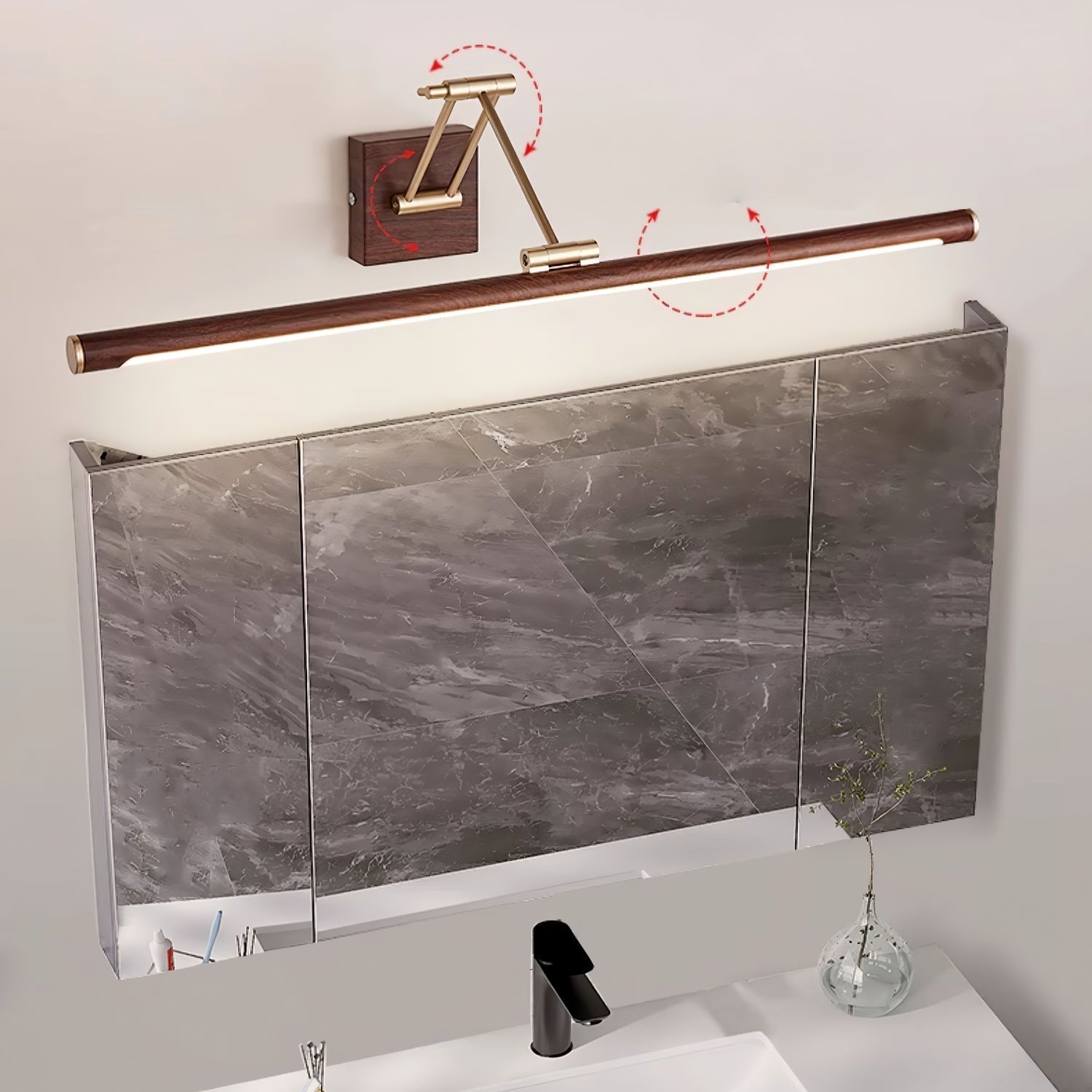 Elvoro Wall Light Walnut Color Linear Adjustable-Neutral Decor