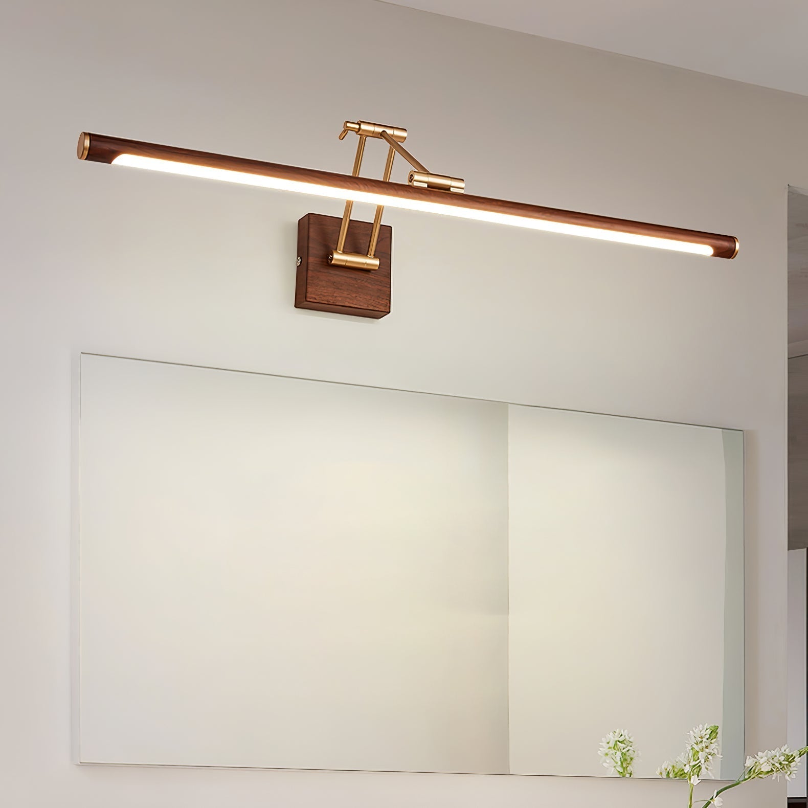Elvoro Wall Light Walnut Color Linear Adjustable-Neutral Decor