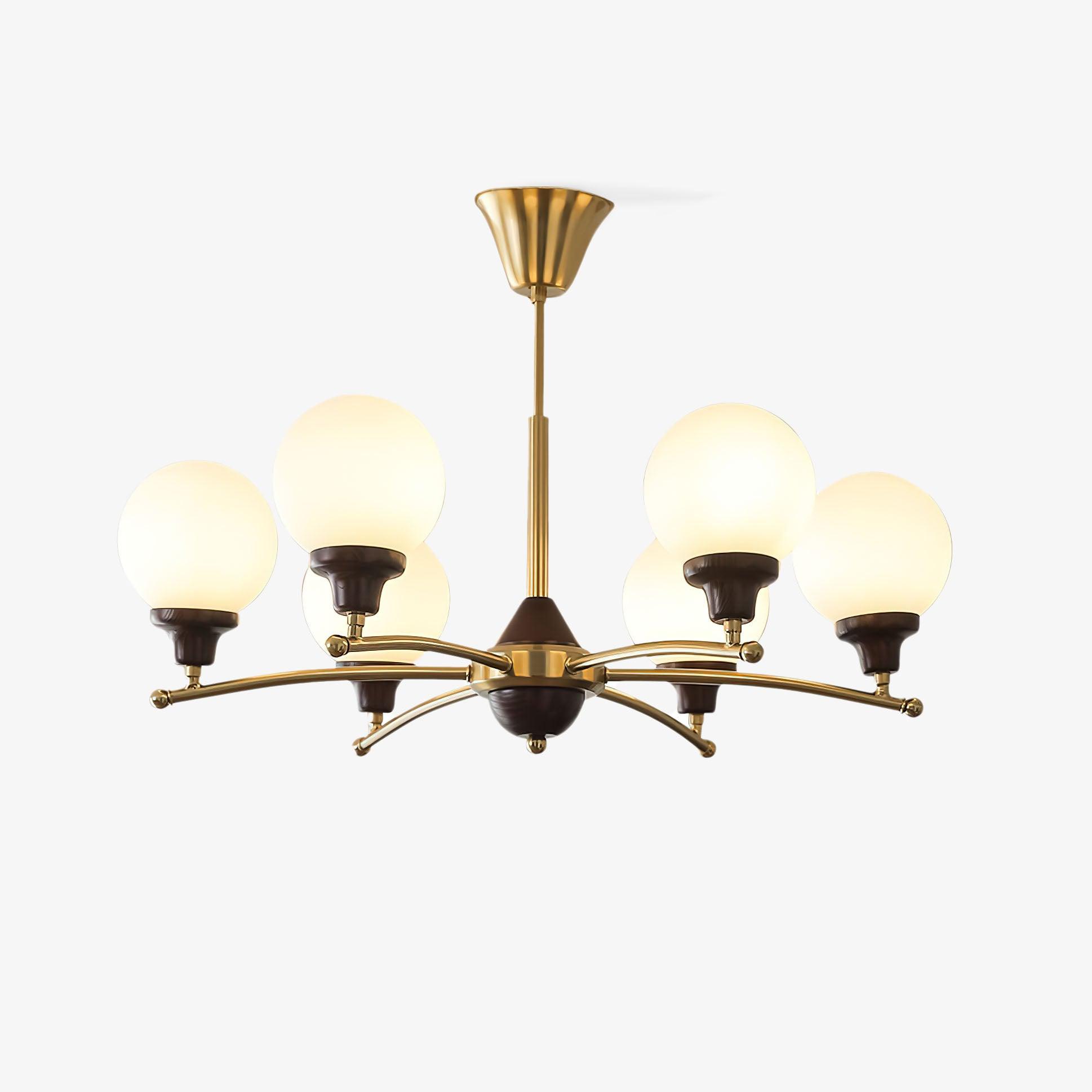 Lustra Chandelier Walnut Glass Balls-Neutral Decor