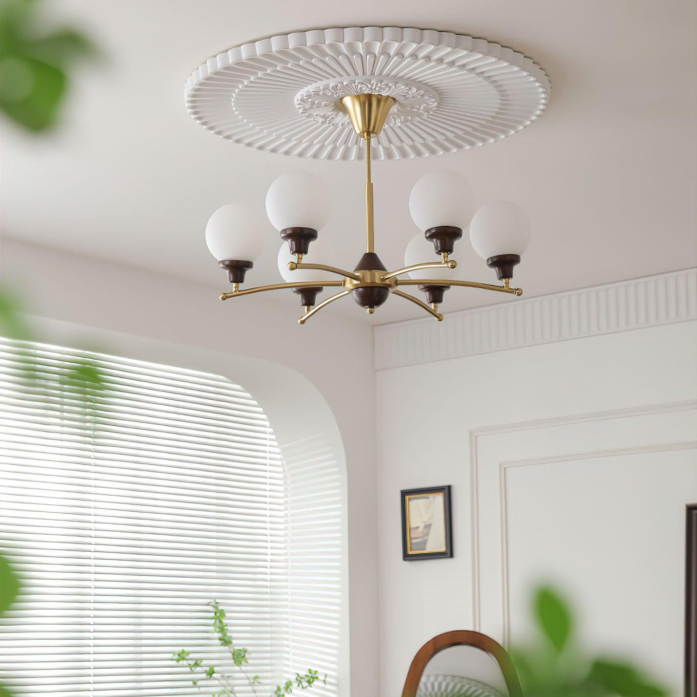 Lustra Chandelier Walnut Glass Balls-Neutral Decor