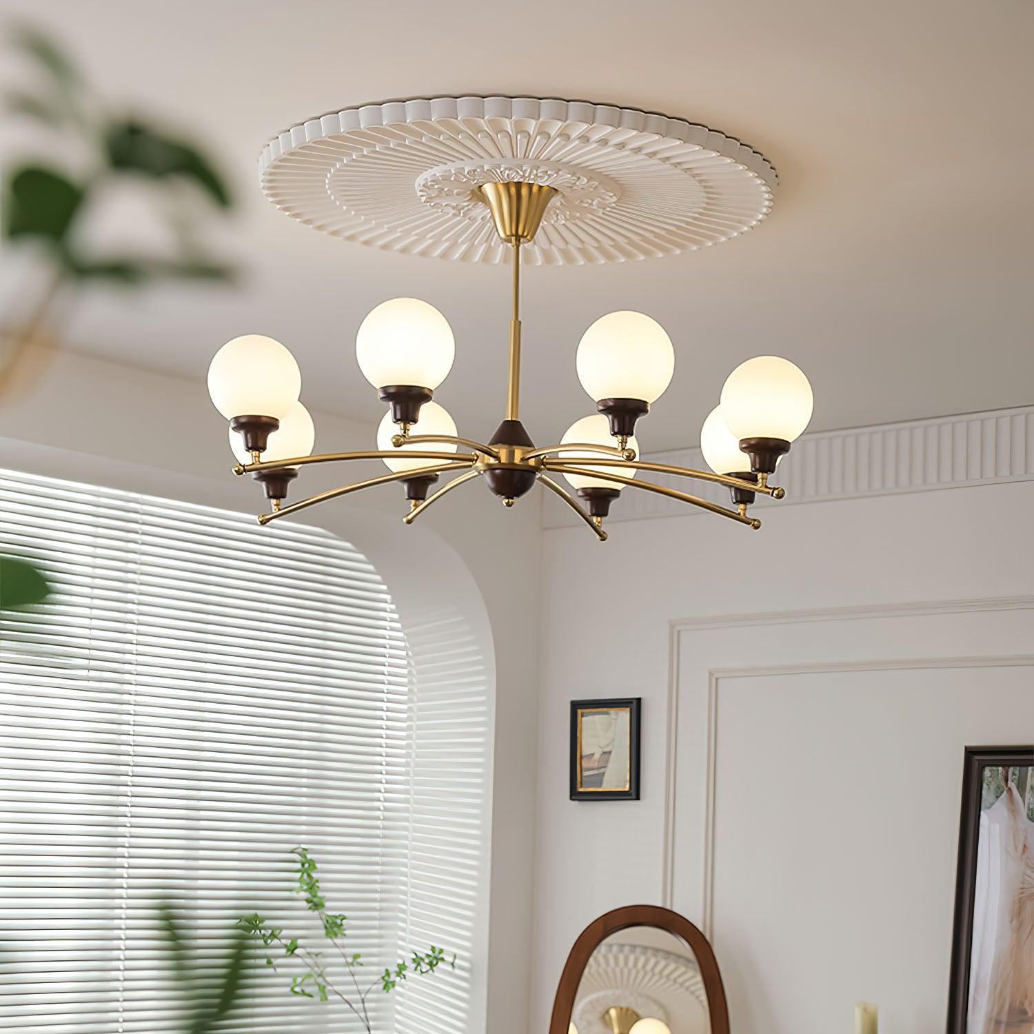 Lustra Chandelier Walnut Glass Balls-Neutral Decor