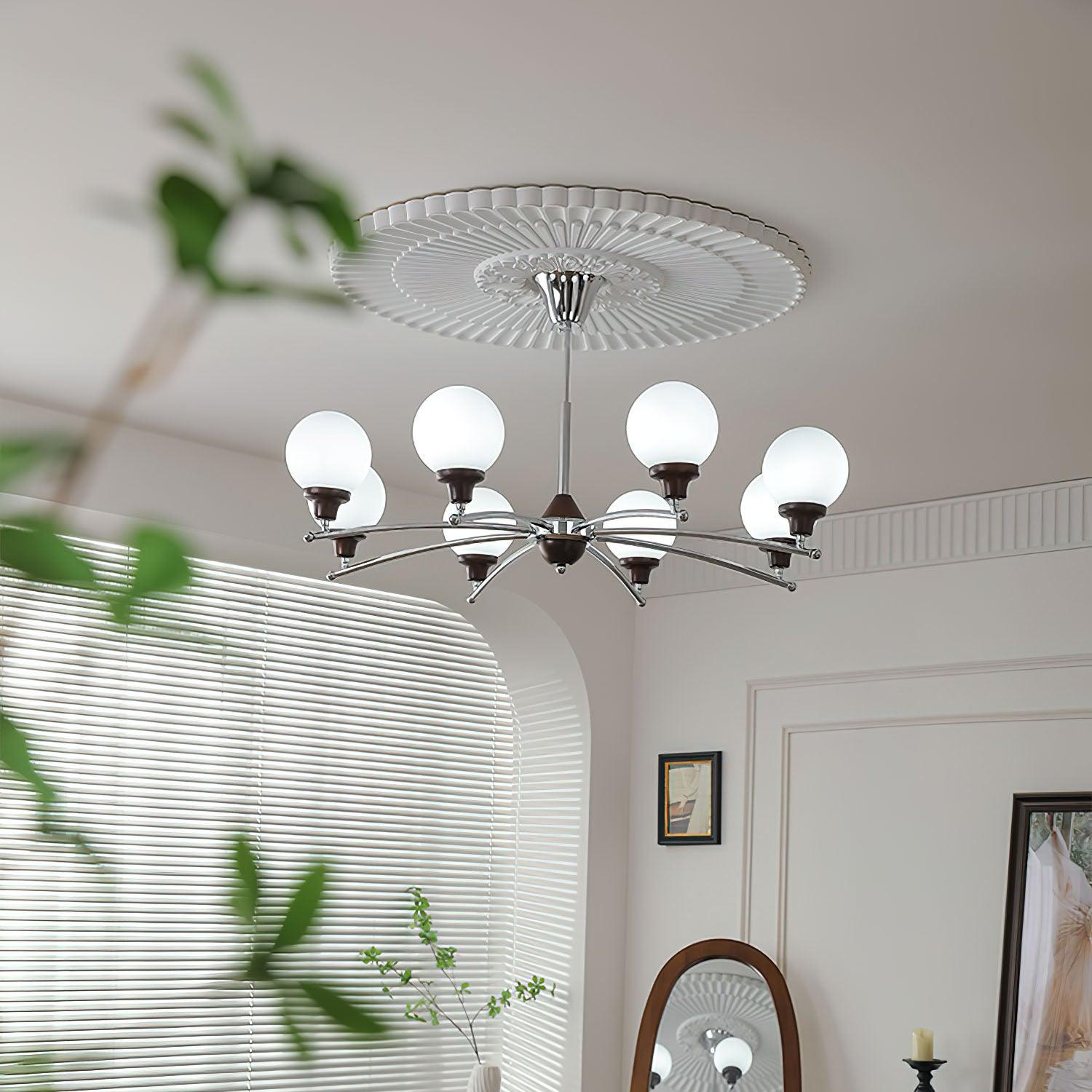 Lustra Chandelier Walnut Glass Balls-Neutral Decor