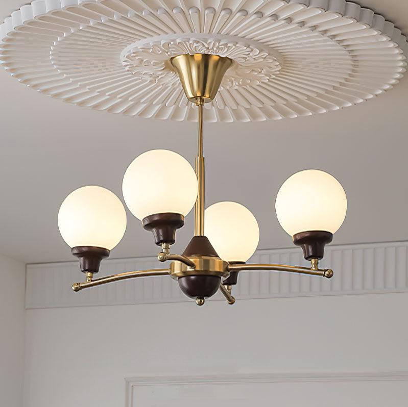 Lustra Chandelier Walnut Glass Balls-Neutral Decor