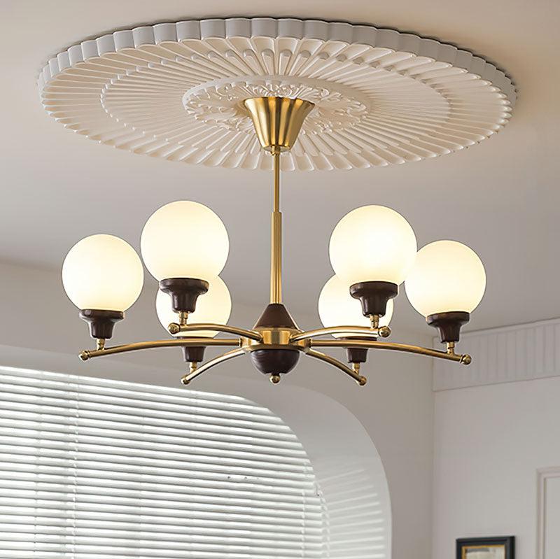 Lustra Chandelier Walnut Glass Balls-Neutral Decor