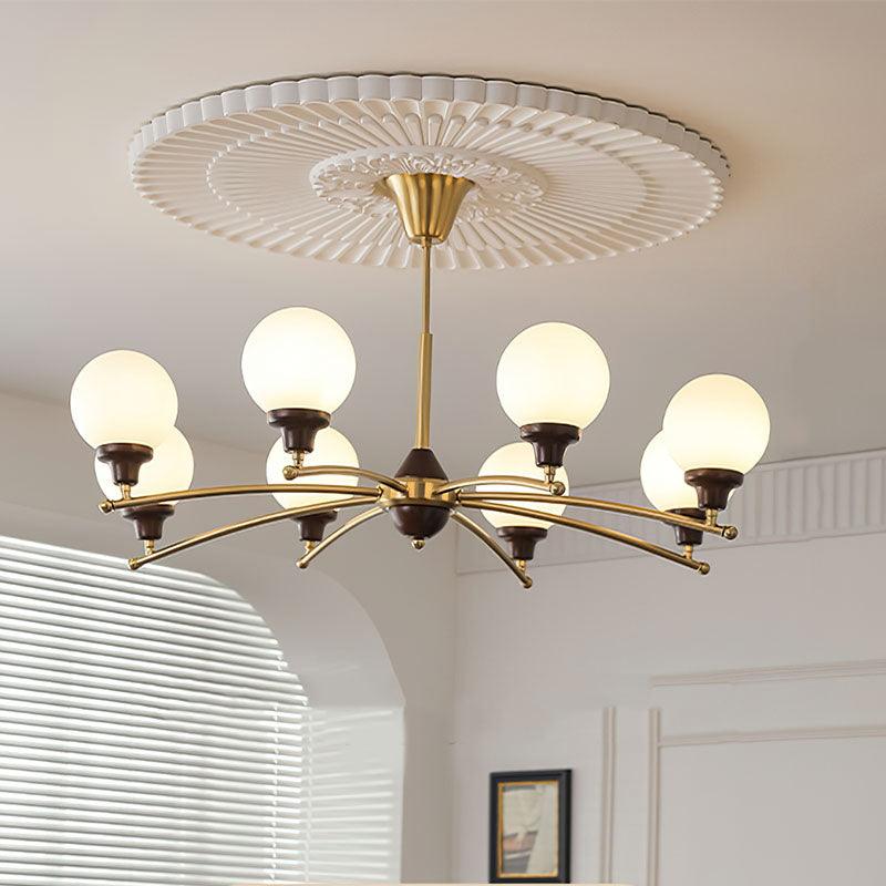 Lustra Chandelier Walnut Glass Balls-Neutral Decor