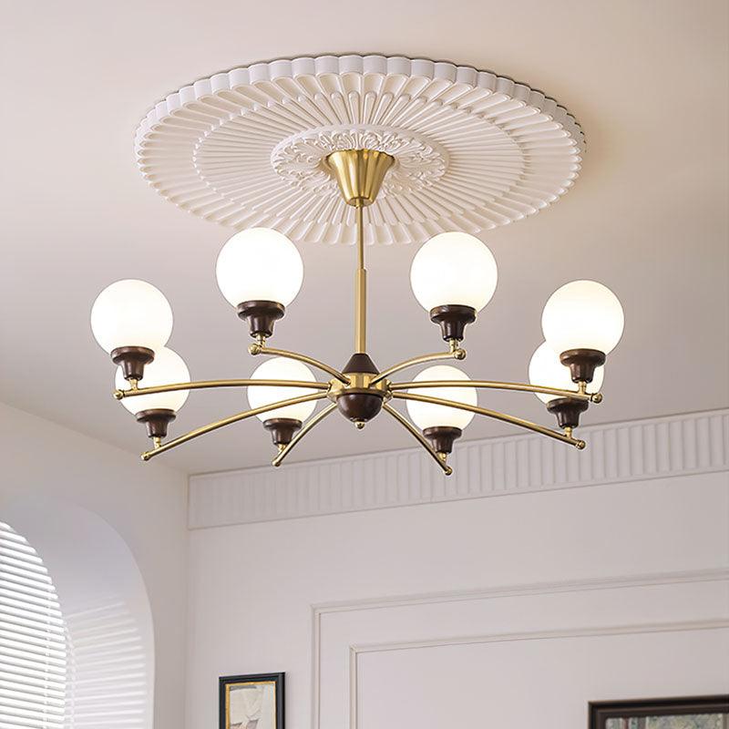 Lustra Chandelier Walnut Glass Balls-Neutral Decor