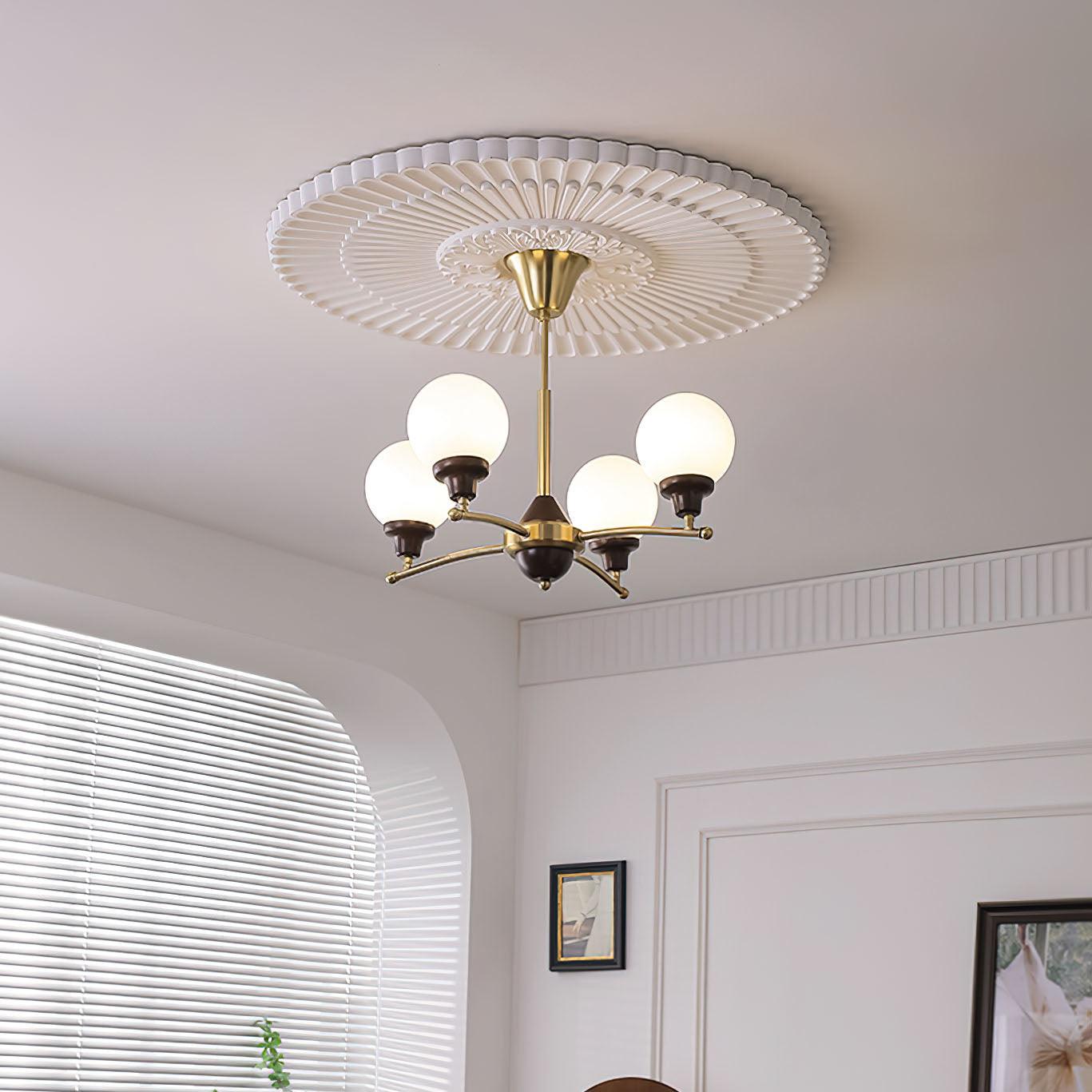 Lustra Chandelier Walnut Glass Balls-Neutral Decor