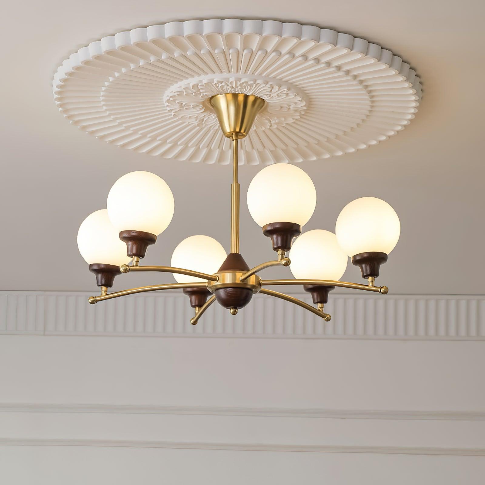 Lustra Chandelier Walnut Glass Balls-Neutral Decor