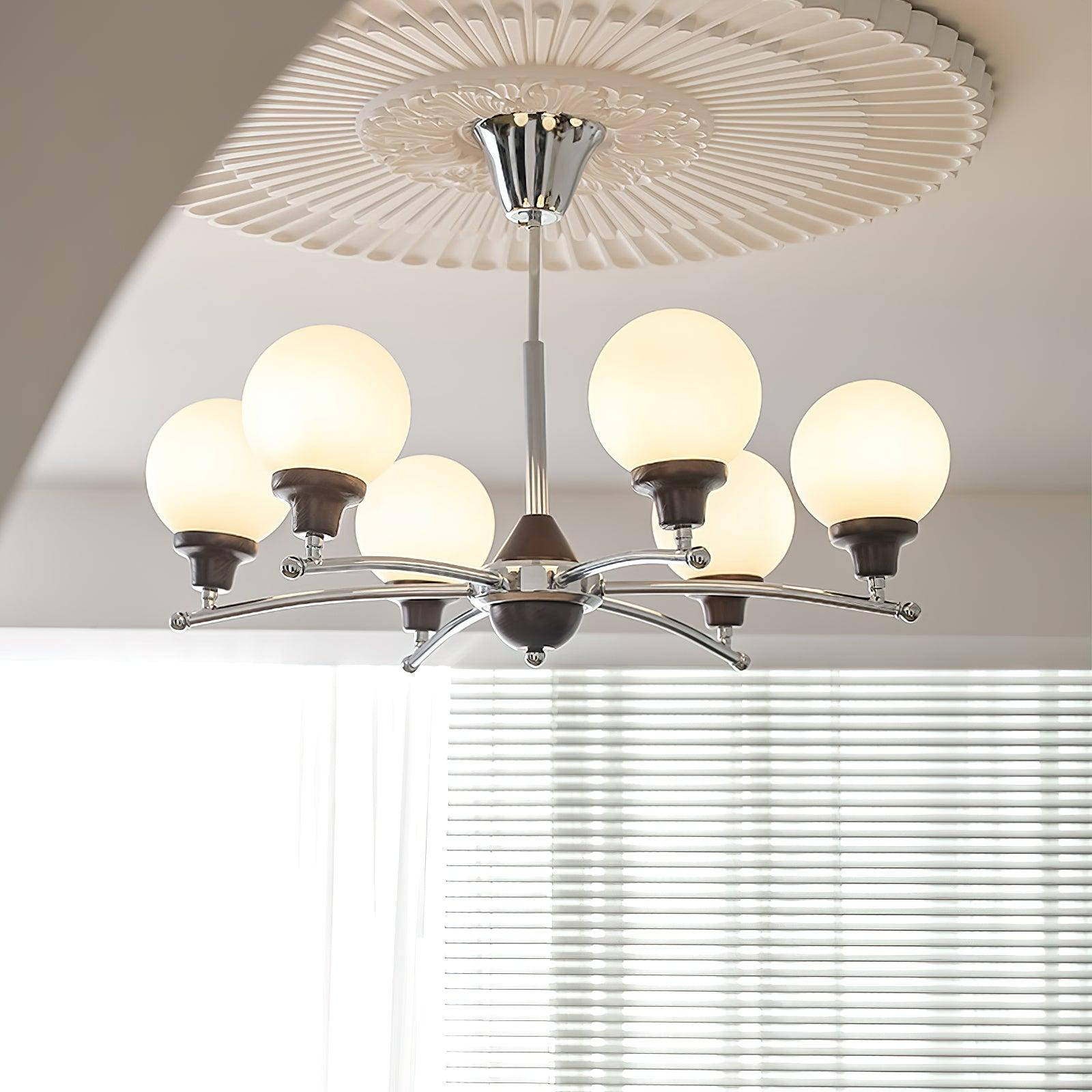 Lustra Chandelier Walnut Glass Balls-Neutral Decor