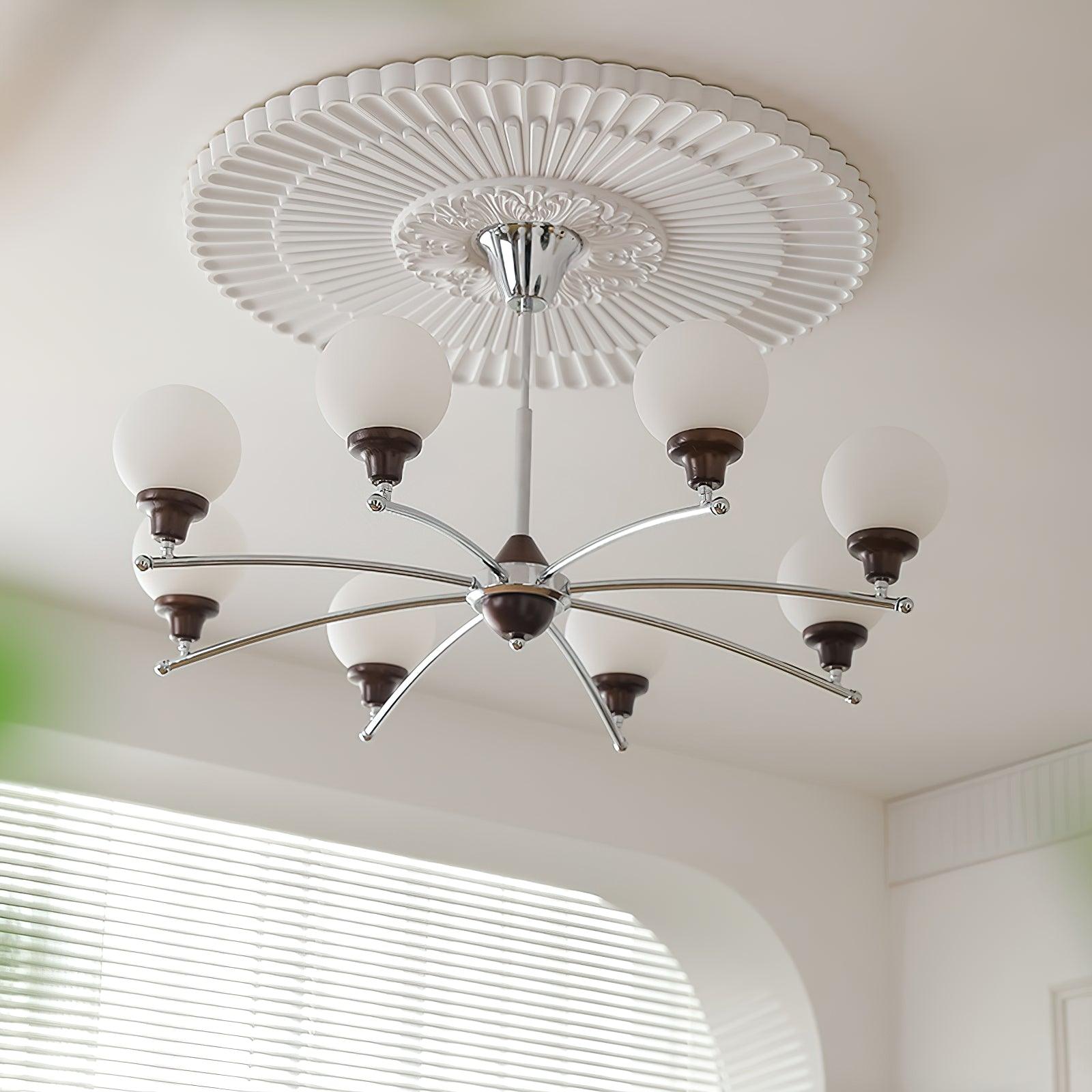 Lustra Chandelier Walnut Glass Balls-Neutral Decor