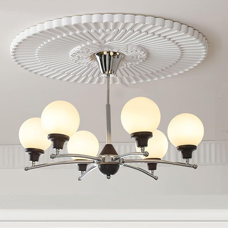 Lustra Chandelier Walnut Glass Balls-Neutral Decor